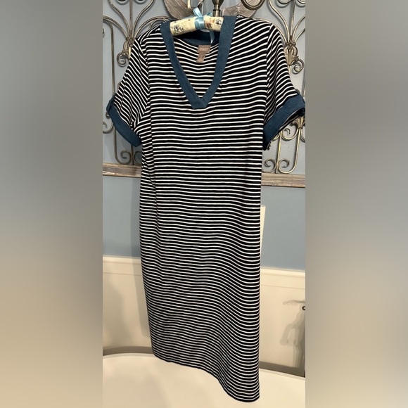 Chicos Nicholle Denim Trim Casual Dress - Picture 2 of 12